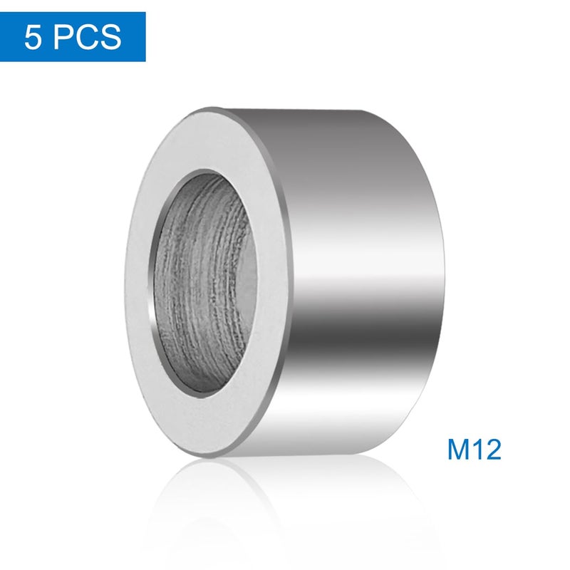 CKANDAY 5 Pack M12 Aluminum Spacers, 12.5 mm ID x 20 mm OD x 10 mm Length Round Spacer, Unthreaded Standoff Bushing Plain Finish Metal Spacer, 1/2" ID Screw Standoff Fits 1/2in or M12 Screw Bolts - Image 3